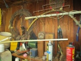 Contents of Wall - Piping, Brass Lamp, Skil-Saw, Etc.