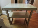 Wooden 2-Tier Side Table Glass Top