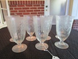 7 Crystal Glass Heisey Water Goblets