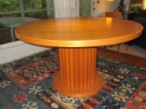 Floetotto Furniture Contemporary Modern Reeded Design Pedestal Base Maple Table