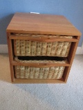 Pine Wood Cabinet w/ Double Basket Drawers