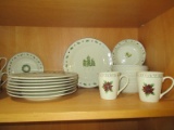 3 Two-Piece Merry Brite China Dinnerware Christmas Holiday Pattern