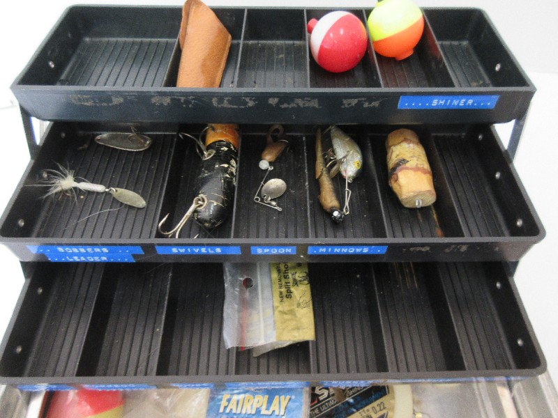 Vintage UMCO Fishing Tackle Box with Baits, Lures