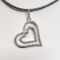 Sterling Silver Cz Heart Shaped Pendant w/ Cord Necklace