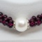 Flexible Garnet Bead & Pearl Bracelet