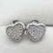 Sterling Silver Cz Heart Dangle Earrings