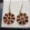 Gold Plated Silver Garnet 6.5ct. Flower Design Earrings