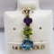 14K Yellow Gold Amethyst, Peridot, Blue Topaz Pendant