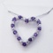 Silver Amethyst Cubic Zirconia Heart Shaped Necklace on Chain