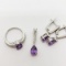 Silver Amethyst Earring, Ring & Pendant Set
