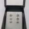Silver 3 Cz Stone Dangle Earrings