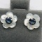 10K Yellow Gold Sapphire Floral Design 0.46ct. Earrings