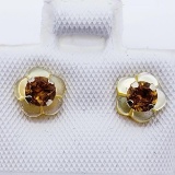 10K Yellow Gold Citrine 0.3ct. Floral Design Earrings