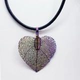 Multi Shade Leaf Pendant on Cord Necklace