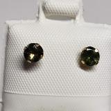 10K White Gold Green Tourmaline Freshwater Pearl Earrings