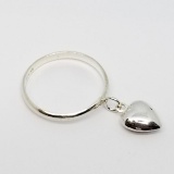 Sterling Silver Heart Dangle Ring