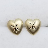 14K Yellow Gold Heart Shaped Earrings
