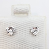 14K White Gold Heart Shaped Cz w/ 10K Backings Earrings