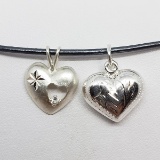 Sterling Silver 2 Heart Pendant Necklace