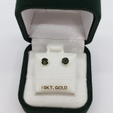 10K Yellow Gold 2 In 1 Green Tourmaline & Fresh Water Pearl 4mm Earrings