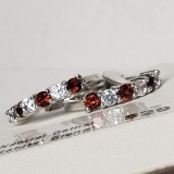 Silver Garnet Cubic Zirconia Earrings