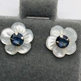 10K Yellow Gold Sapphire Floral Design 0.46ct. Earrings