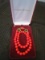 Camrose & Kross Jackie Kennedy Replica Red Bead Necklace w/ Green/Blue Stone Hook Clasp