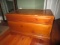 Wooden Mahogany Chest Panel Motif Curved Bracket Feet Wave/Arched Skirt