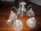 5 Arm Chandelier w/ Smoke-Glass Shades, Metal Plated Spindle Style Body/Arms