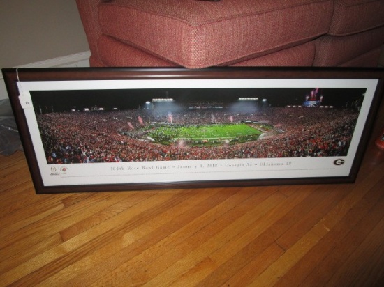 GA vs. OK 104th Rose Bowl Game Jan 1st 2018 Panoramic Picture Print in Wood Frame/Matt