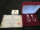 Camrose & Kross Jackie Kennedy Replica Teardrop/Floral White Stone Earrings w/ CoA
