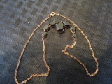 925 Stamped Necklace w/ Black Onyx Teardrop/Center Stones