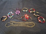 Lot - Fashion Jewelry Magnetic Bracelets, Flower Pendant, Bead Necklaces, Eye Bracelet, Etc.