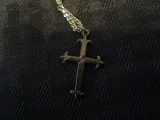 Lot - 925 Necklaces, Pendant w/ Green Stone, 2 Crosses, Etc.