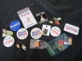 Lot - Vintage Badges/Pins, Brush/Reagan, Atlanta 1996, Braces, Robertson '88, Etc.