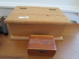 2 Wood Boxes, 1 Trinket Box, 1 Jewelry Box Hinge Lid