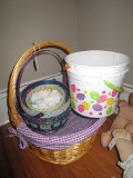 5 Easter Baskets, Wicker/Plastic Easter Bucket, Various Sizes