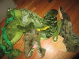 Dinosaur Costume Lot - Child's Riding Dinosaur, Dinosaur Cape, Gloves, Plush Mask, Etc.