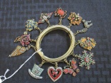 Heidi Daus Ornate Bracelet w/ Animal, Hat, Leaf, Snowflake, Etc. Pendants