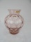 Hand Blown Pink Glass Vase Inverted Thumb Print Pattern