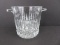 Lead Crystal Ice Bucket Multifaceted Band Design w/ Tab Handles Base Marked France