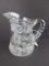 Early Crystal Pitcher w/ Applied Handle Etched Flower Design