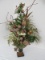 Christmas Greenery & Berries Silk Arrangement in Tin Urn Brown/Black Patina