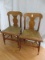 Pair - Early American Tiger Maple Urn Splat Back Chairs