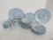 26 Pieces - Stoneware Dishes Blue w/ Floral Spray Pattern Embossed Rim Plates