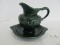 Hull Pottery American Eagle Relief Design Pitcher w/ Drip Plate Green Glaze