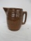 Vintage Barrel Design Pitcher Stoneware Brown Glaze Finish