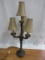 Berman Baroque Style 4 Light Electric Candelabra w/ Shades Antiqued Patina Gilted Accent