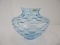 Azure Blue Hand Blown Art Glass Vase Inverted Thumbprint Pattern