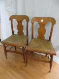 Pair - Early American Tiger Maple Urn Splat Back Chairs